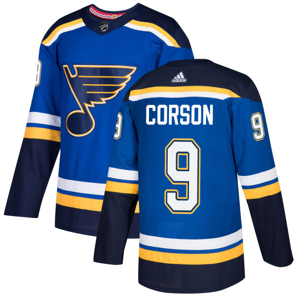 Adidas Men St.Louis Blues #9 Shayne Corson Blue Home Authentic Stitched NHL Jersey